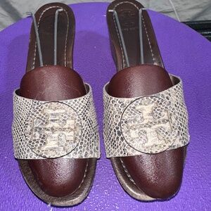 Tory Burch Snakeskin Wedges Sz 8